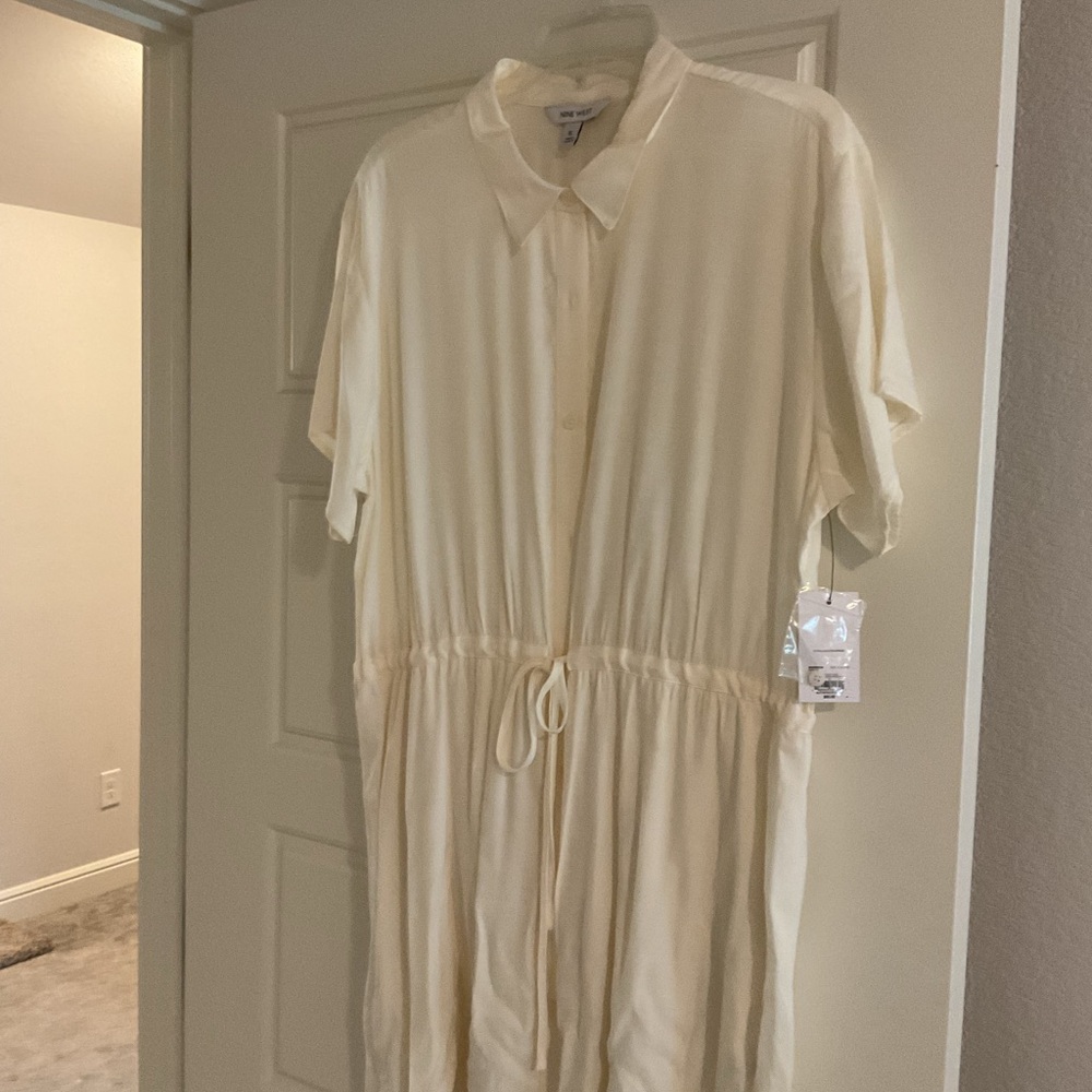 Cream Button-Up Dress